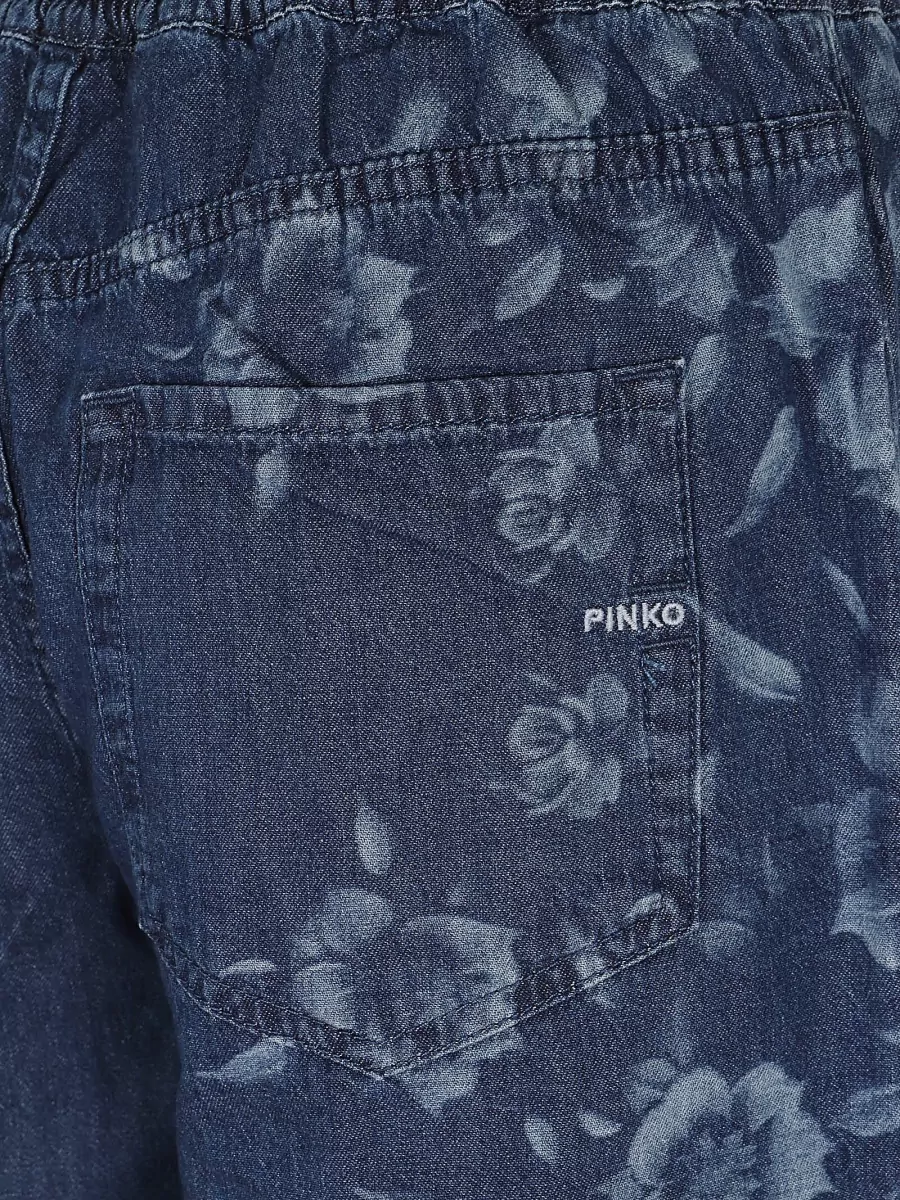 Pinko Floral-Print High-Rise Wide-Leg Denim Trousers