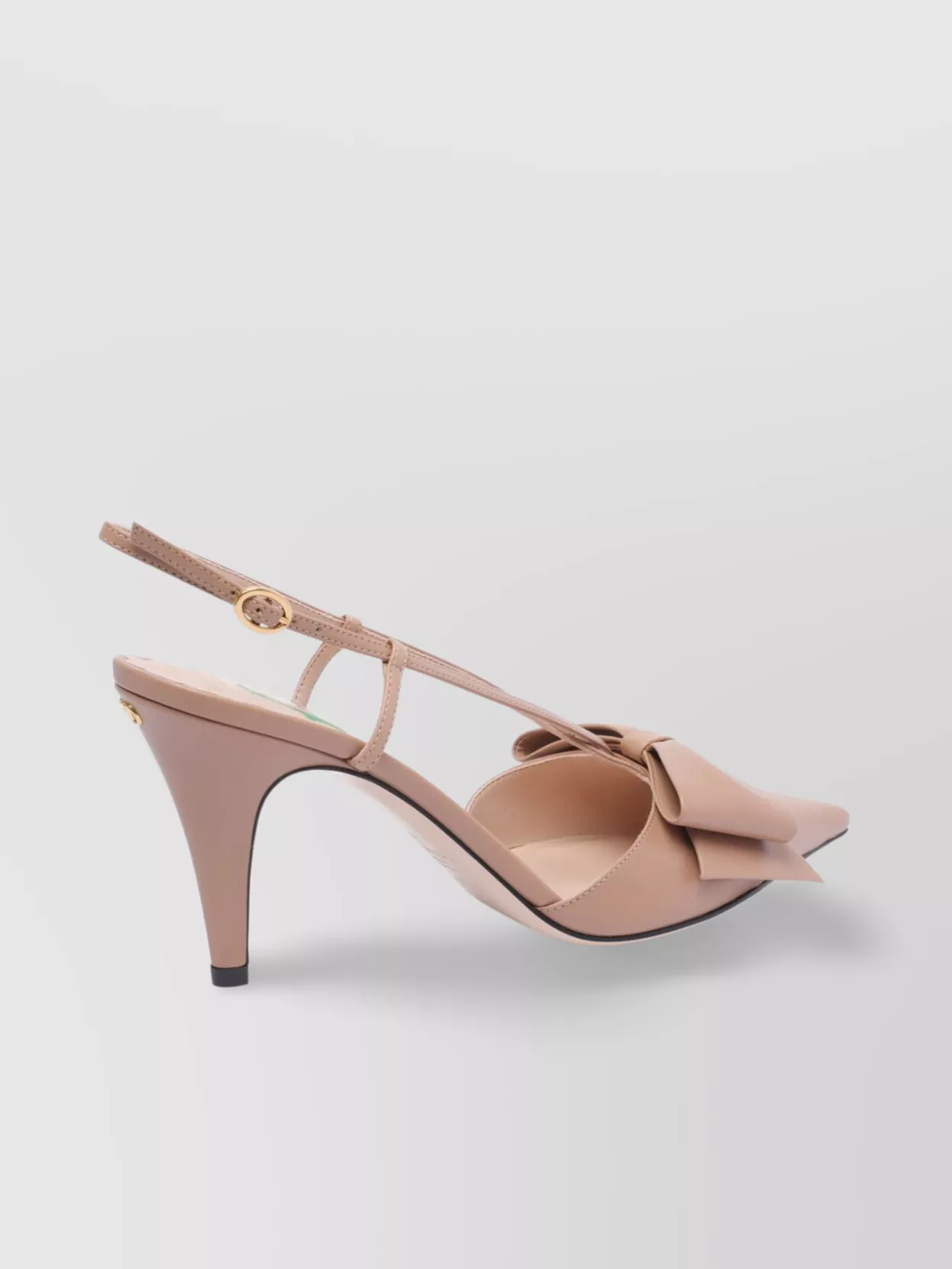Valentino Leather Bow Detail Pointed Toe Pumps In Neutral