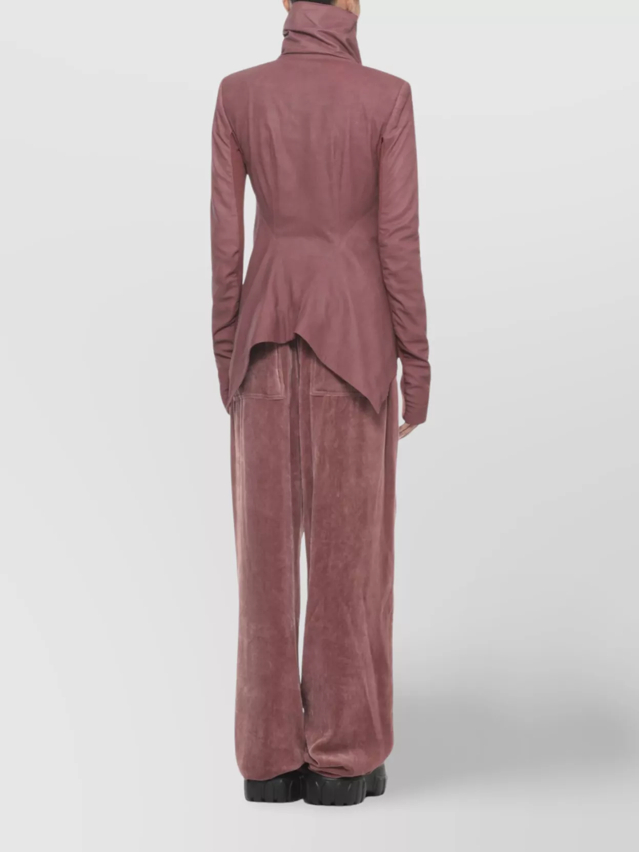 Rick Owens Asymmetric Hem Leather Jacket Pockets