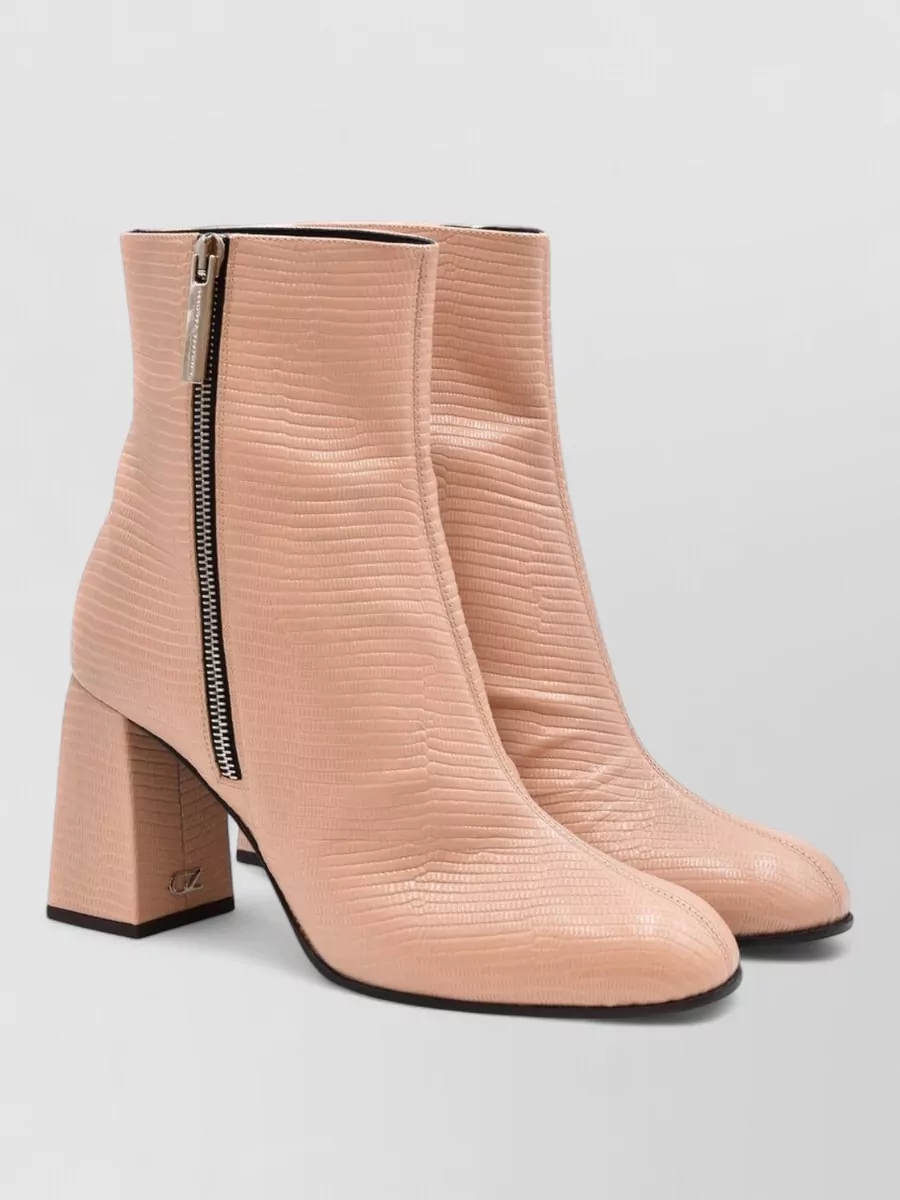 Giuseppe Zanotti Ankle Boots Block Heel Textured Finish In Pink