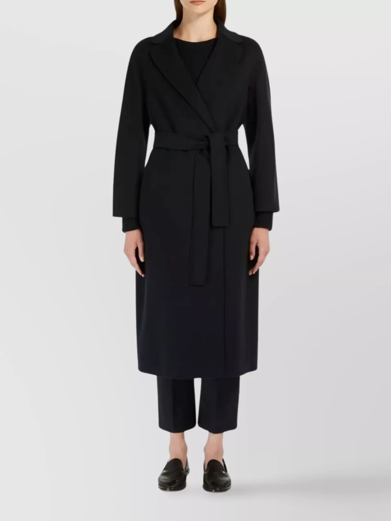 S Max Mara Long Sleeve Belted Coat Pockets
