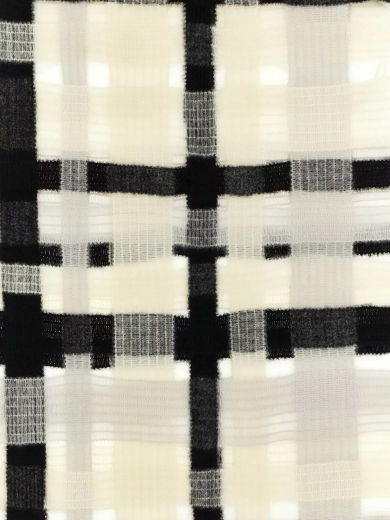 Issey Miyake Checked Pattern Scarf Fringe Detailing In Gray