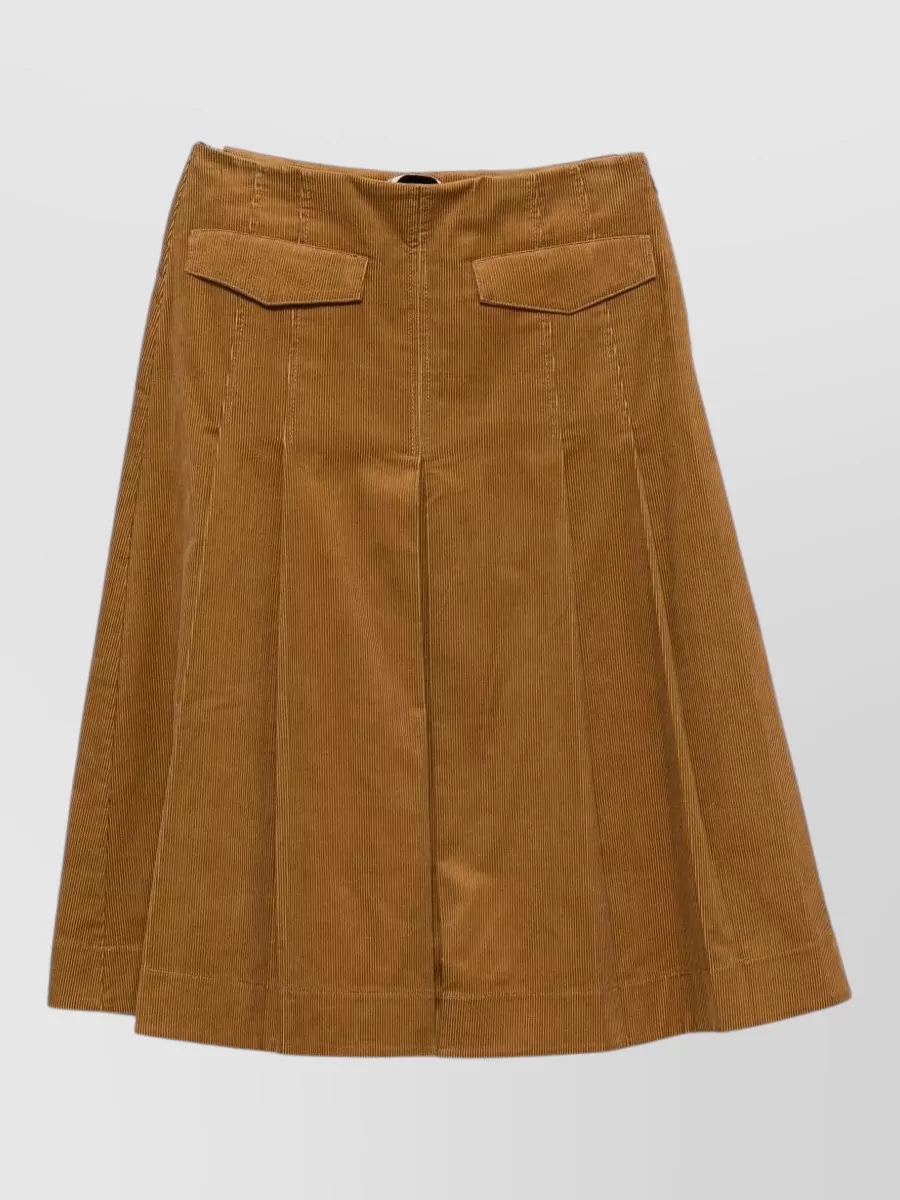 Tory Burch Cotton corduroy pleated a-line midi skirt