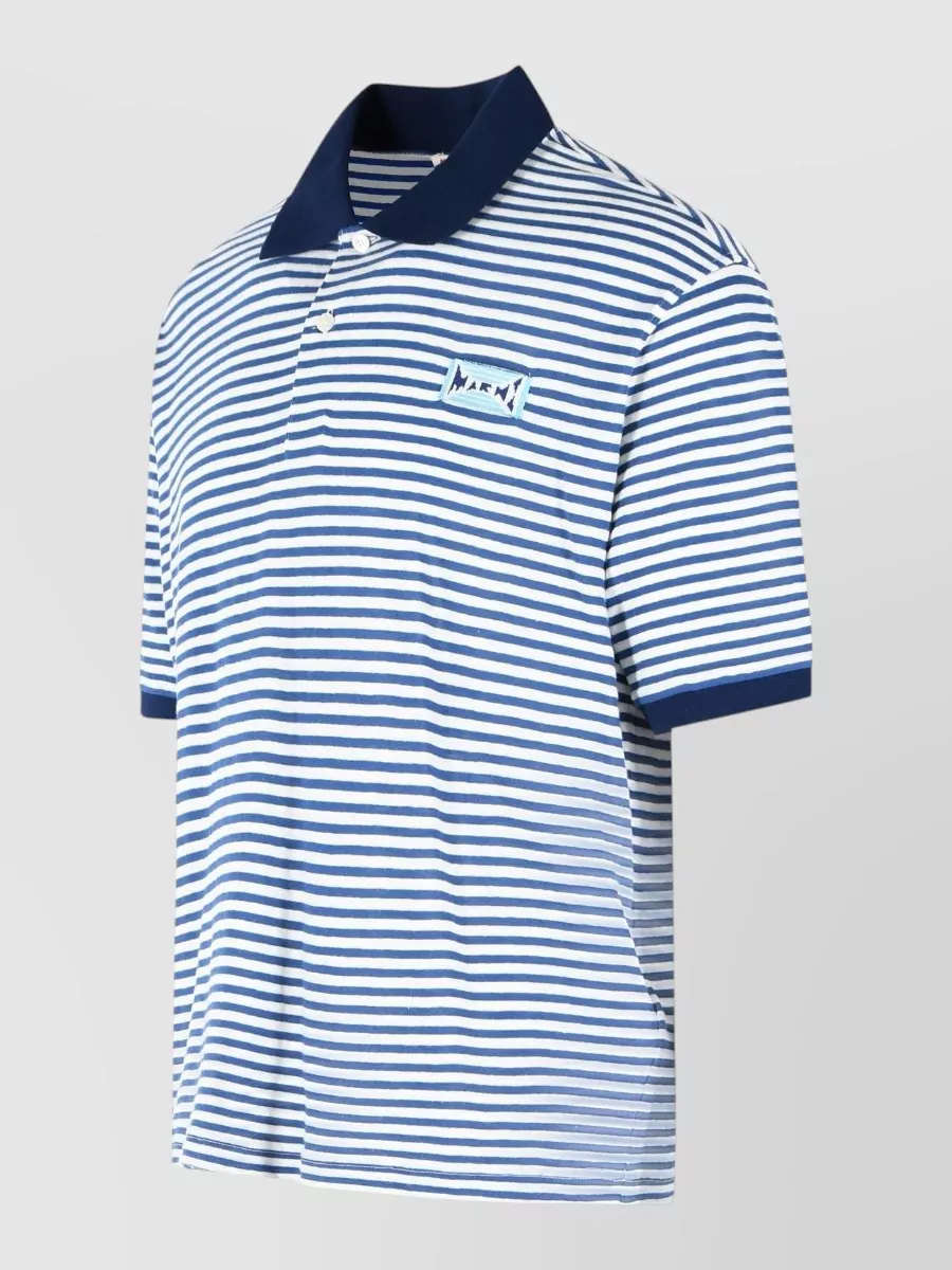 Marni Two-Tone Linen-Blend Polo Shirt
