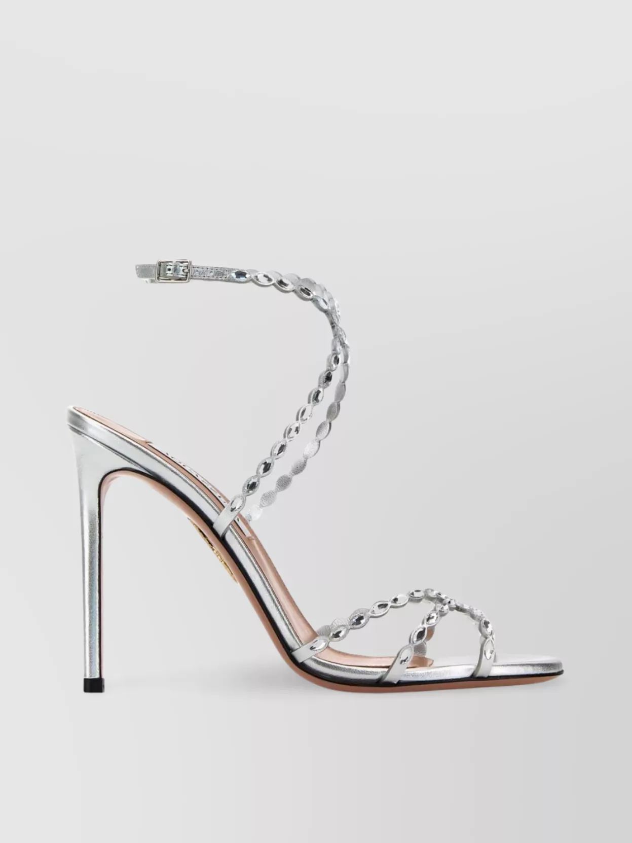 Aquazzura Heeled Sandals With Metallic Finish And Thin Straps