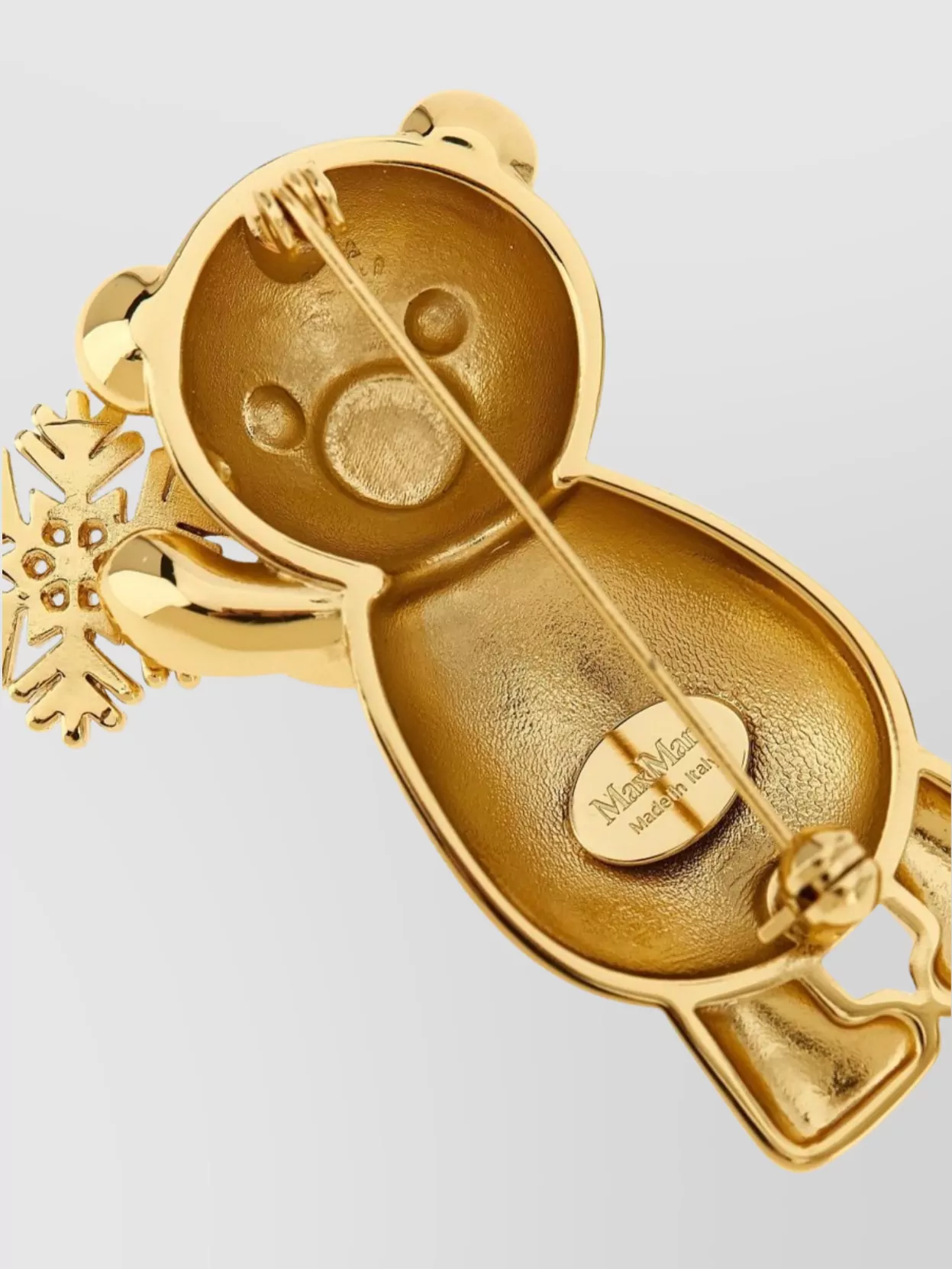 Max Mara Bear Shaped Brooch With Crystal Snowflake Design