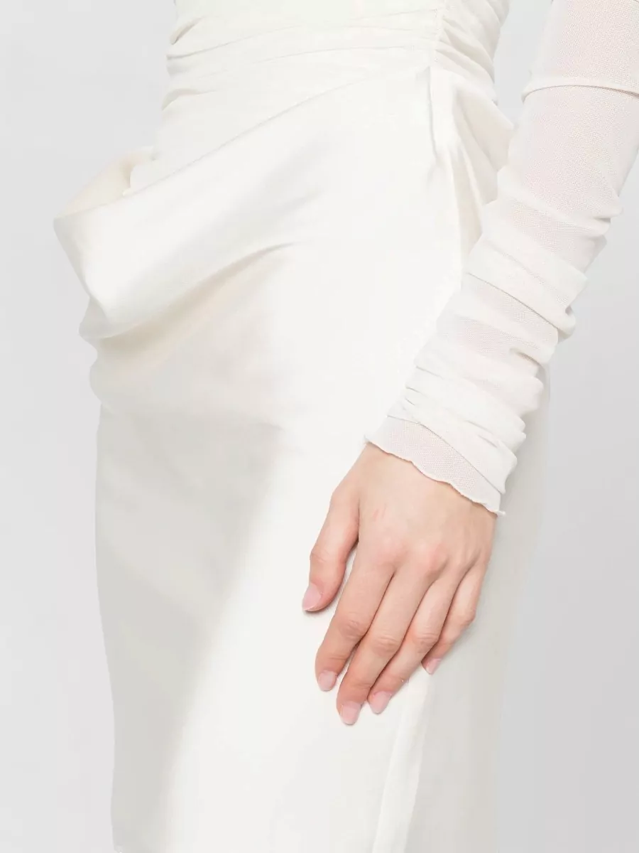Rotate Ruched Strapless Satin Mini Dress