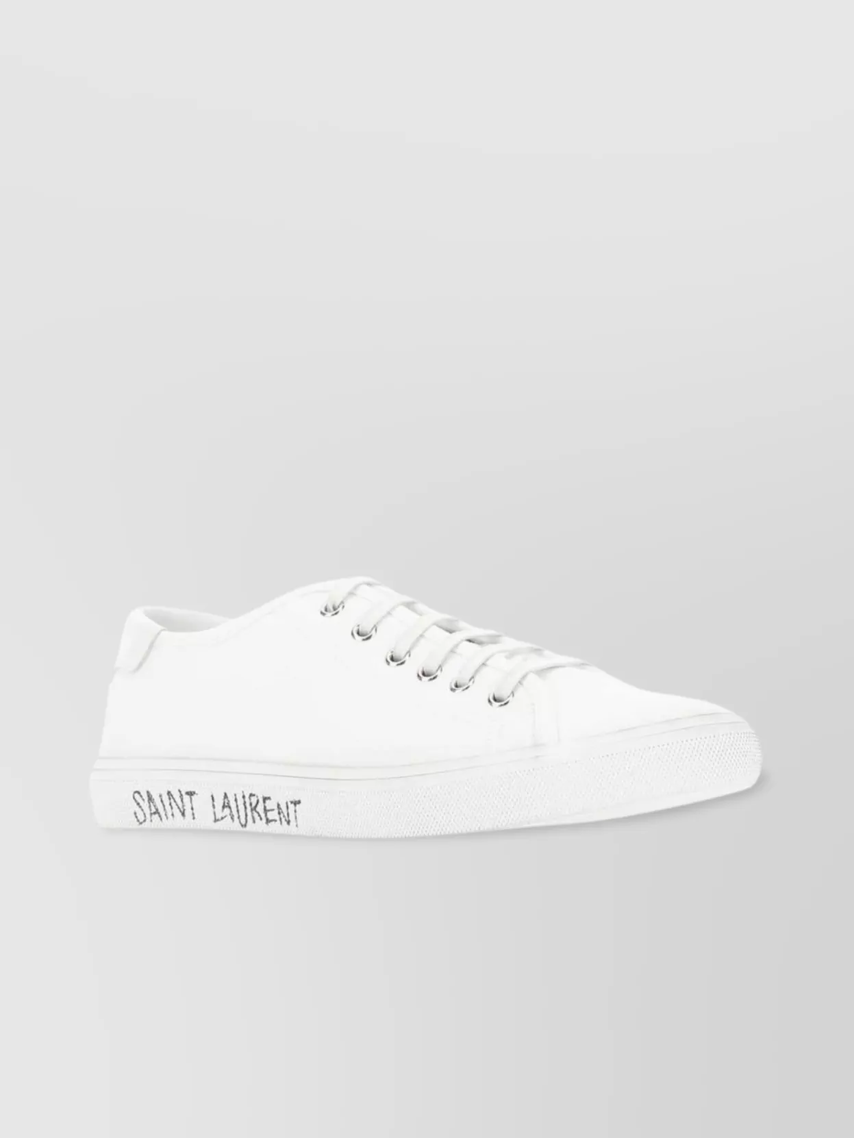 Shop Saint Laurent Canvas Sneakers With Flat Sole And Round Toe