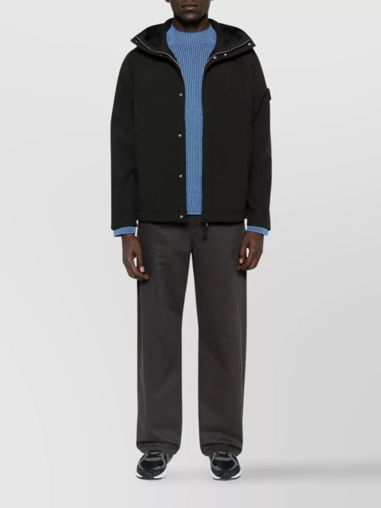 Stone Island Hooded Jacket Hand Pockets In Blue