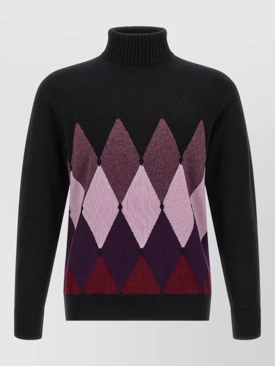 Ballantyne cashmere ribbed turtleneck diamond-intarsia jumper