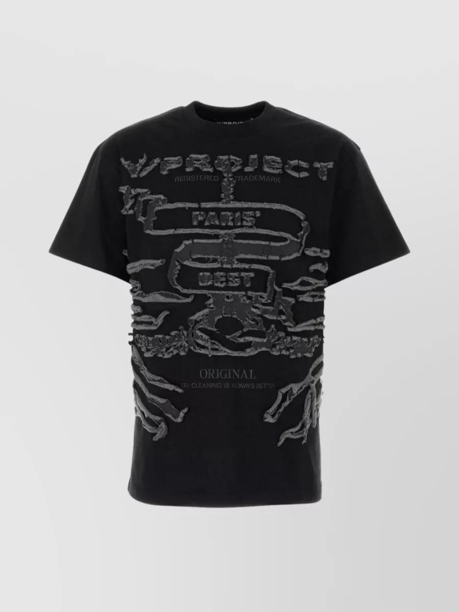 Shop Y/project Contrasting Patches Crew-neck T-shirt In Black