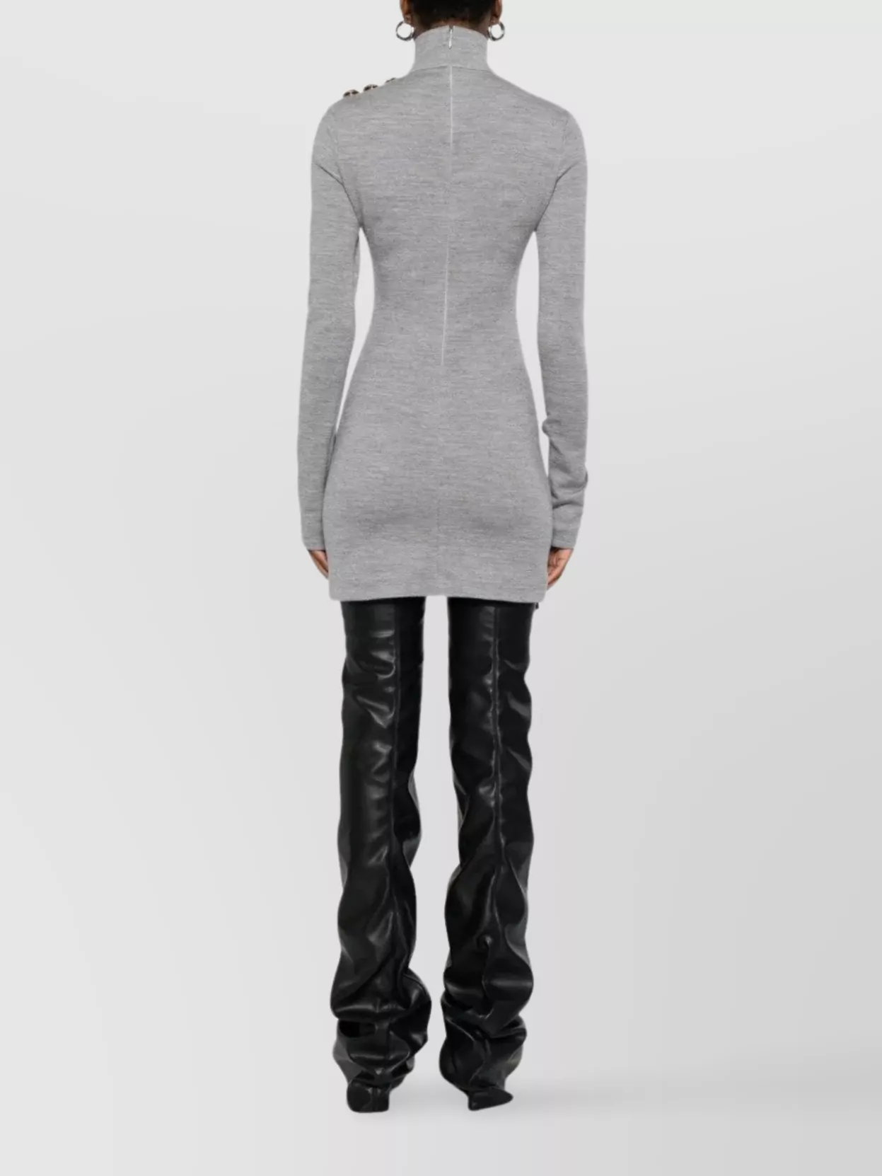 Balmain High Neck Ribbed Bodycon Mini Dress