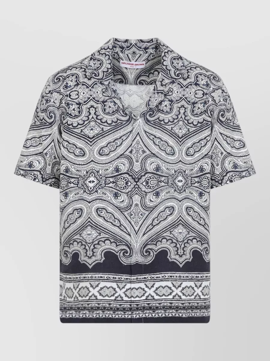 Orlebar Brown Linen Paisley-Print Short-Sleeve Bowling Shirt