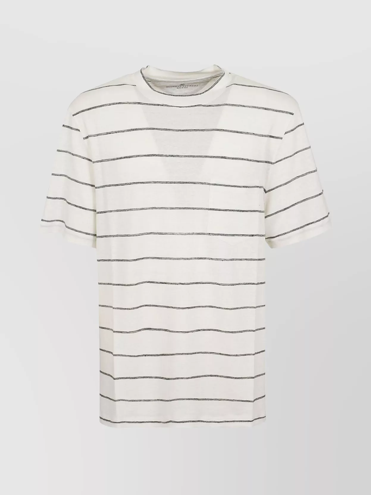 Shop Brunello Cucinelli Striped Crew Neck T-shirt With Short Sleeves In White