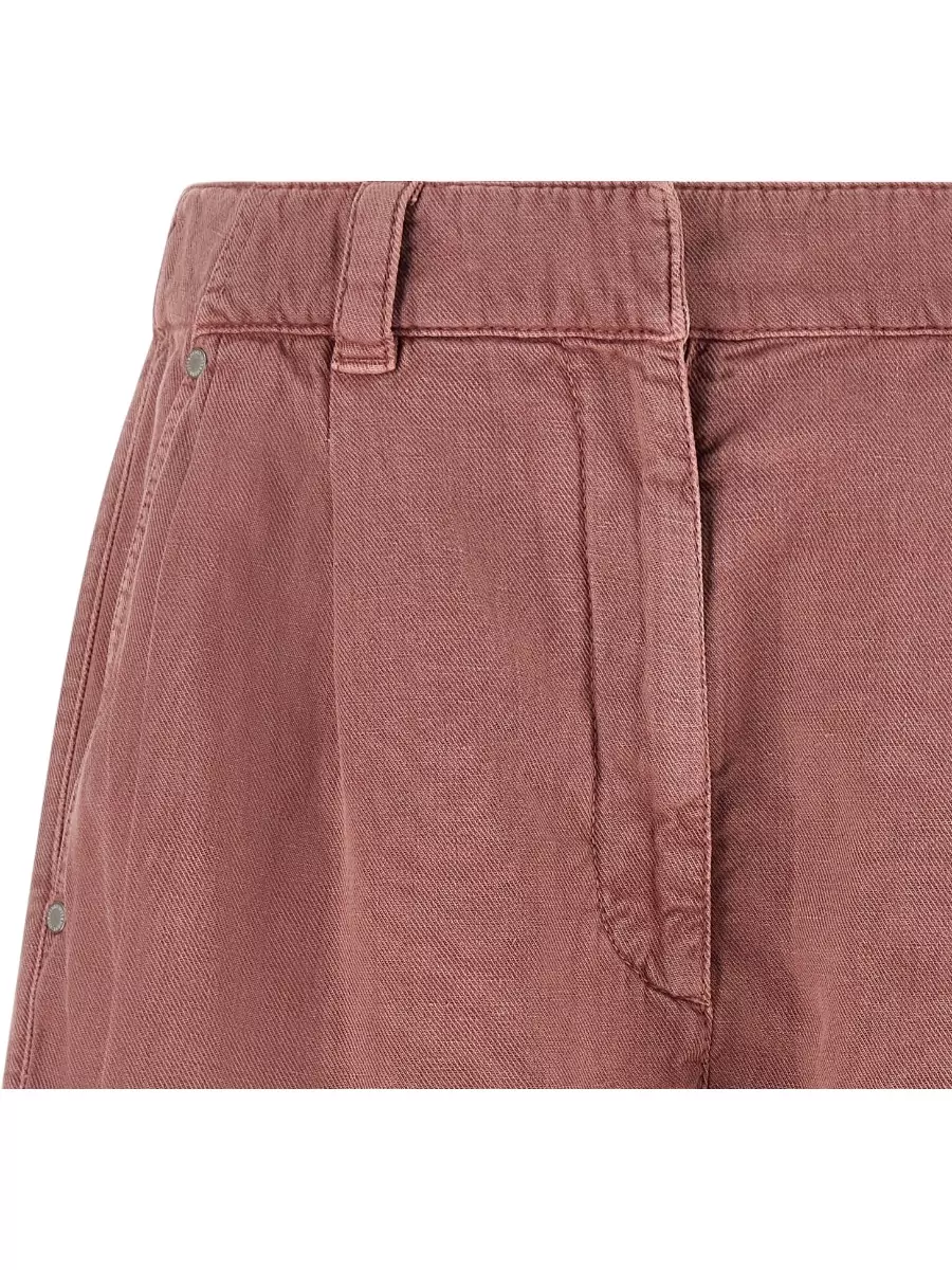 Brunello Cucinelli Cotton Linen Wide-Leg Cropped Shorts