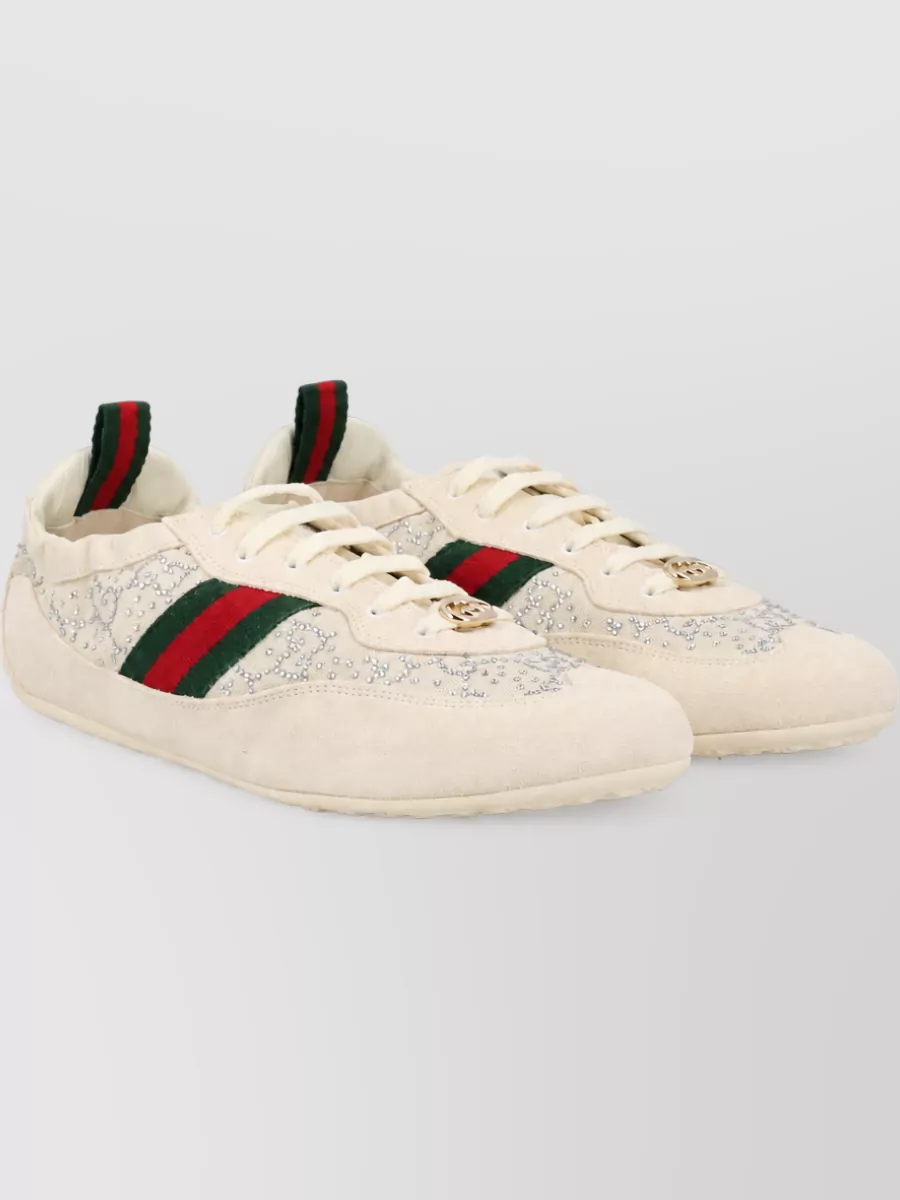 Gucci Stripe Detail Suede Lace Up Sneaker