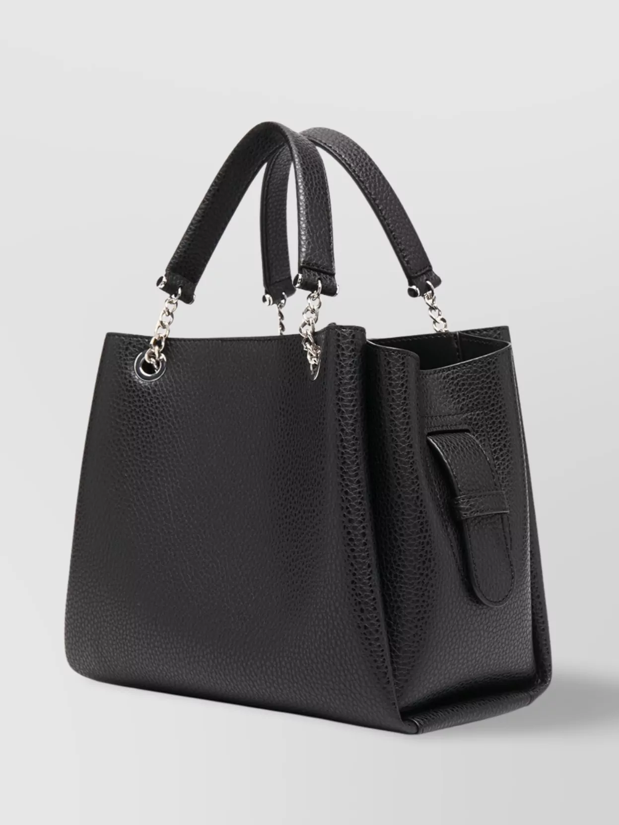 Emporio Armani Pebbled-effect Logo-plaque Tote Bag In Black
