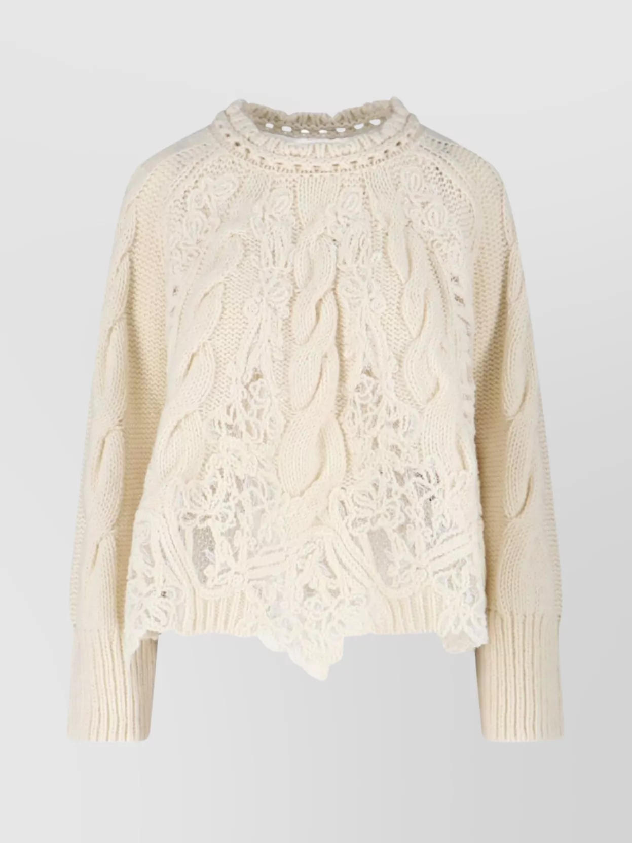 Ermanno Scervino Knitwear With Crewneck And Asymmetric Hem In Neutral