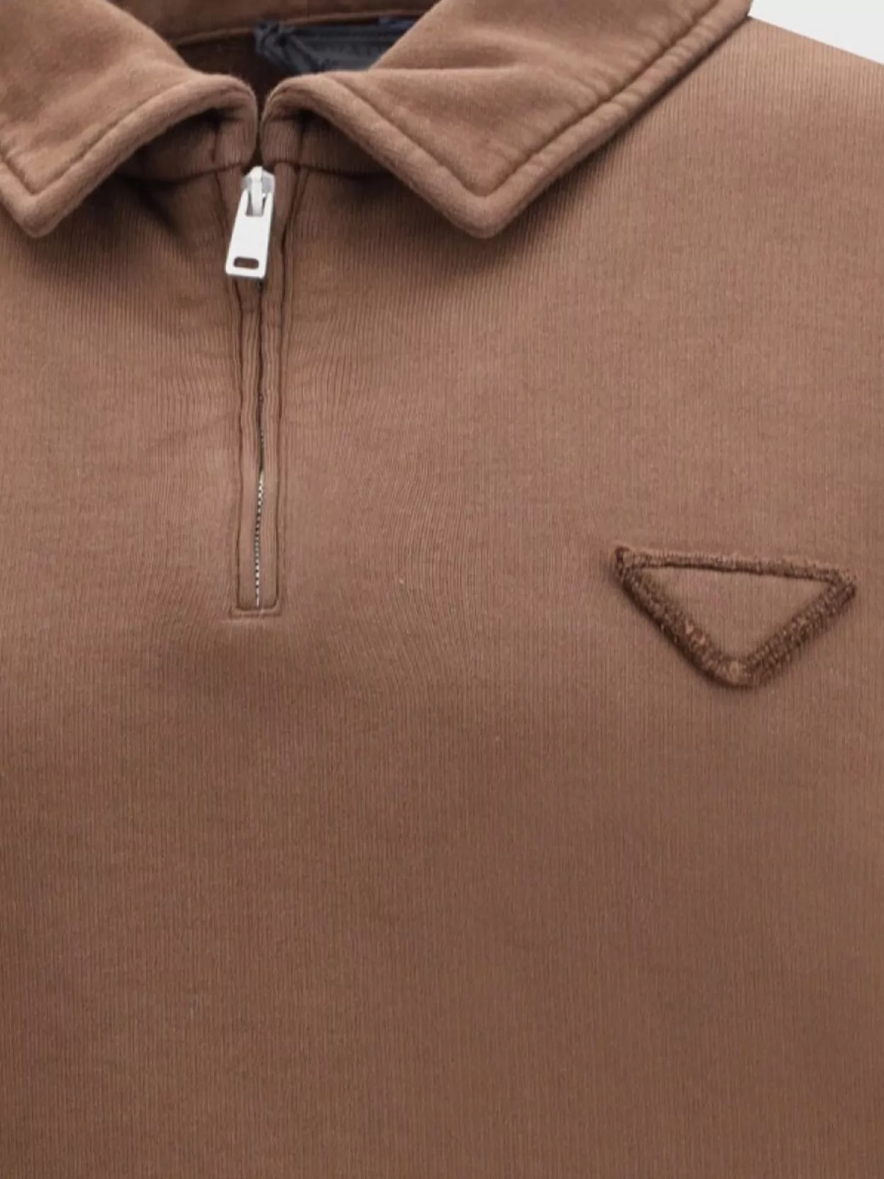 Prada Ribbed Polo Sweatshirt With Collar And Cuffs
