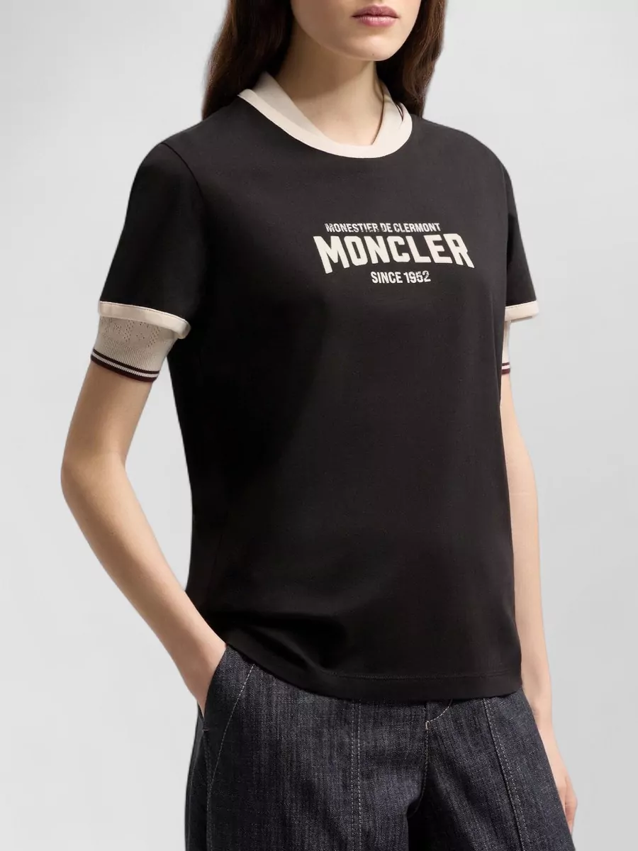 Moncler Printed Cotton Crew Neck T-Shirt
