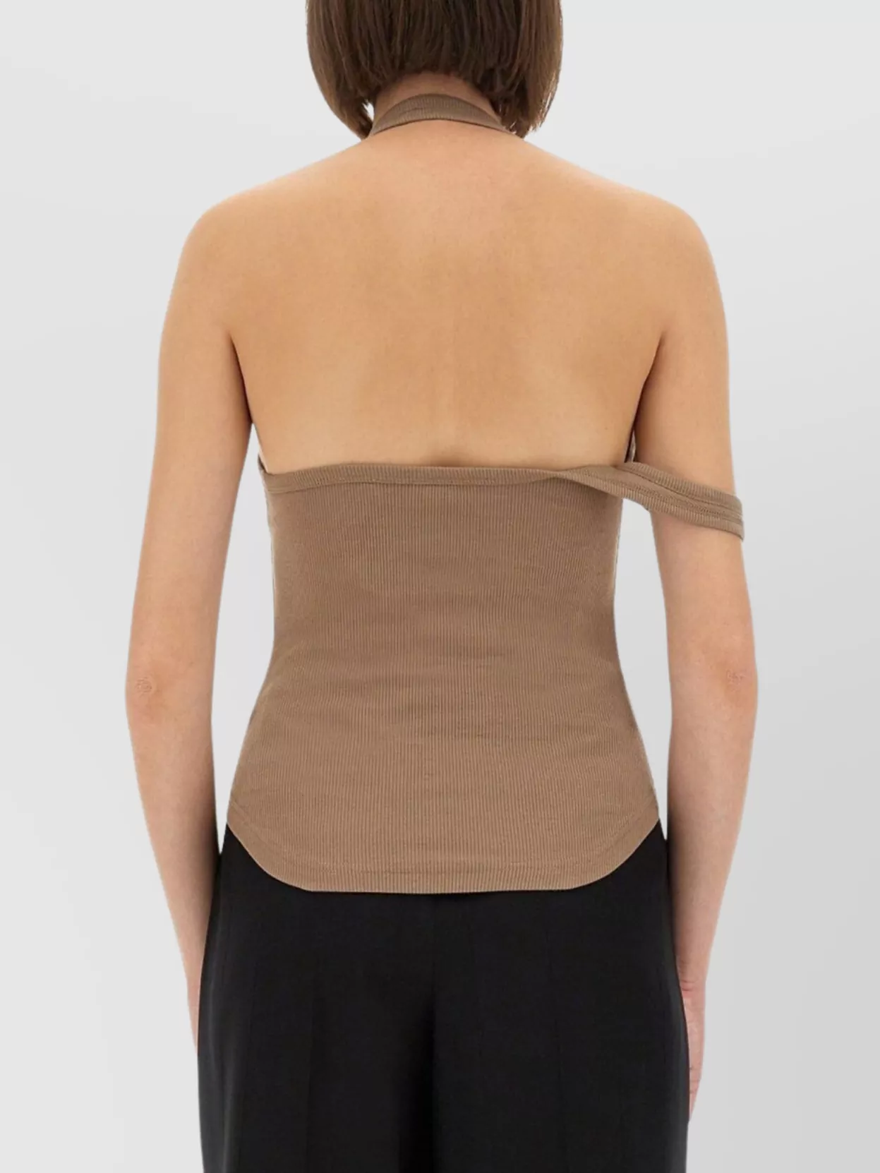 Courrèges Tank Top Asymmetrical Halterneck Ribbed Strap