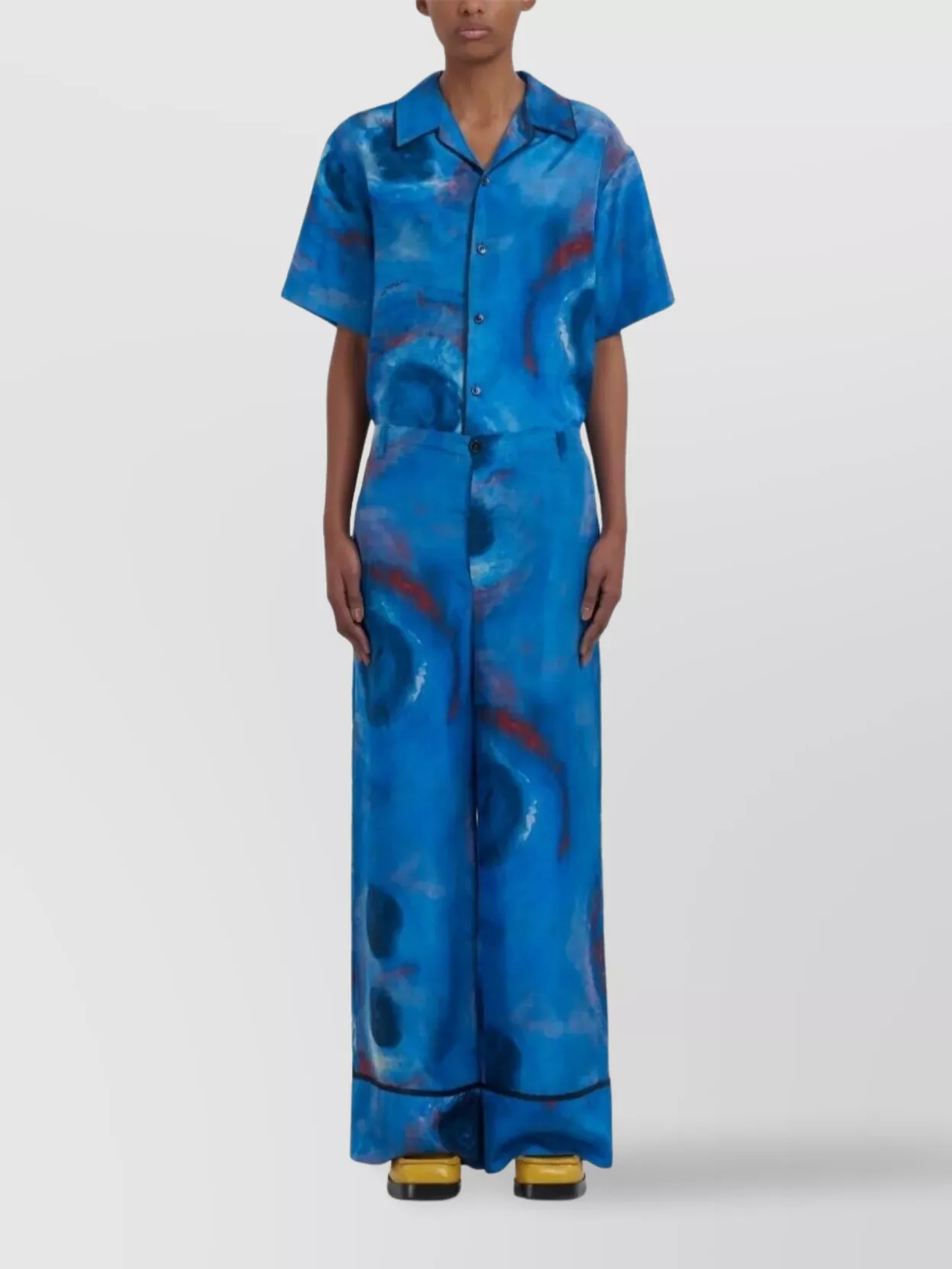 Marni Wide Leg Trousers Elastic Waistband In Blue