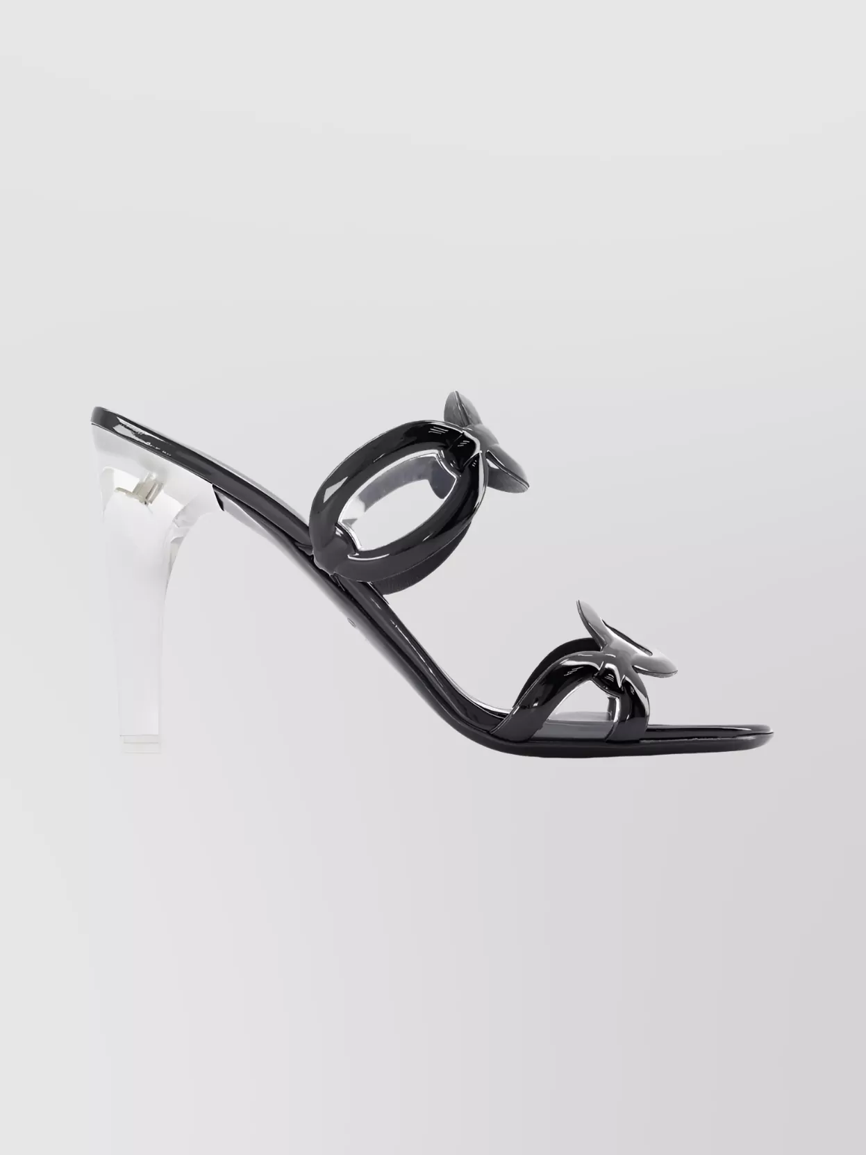 Valentino Garavani Valentino Chain Transparent-heel Leather Sandal In Black