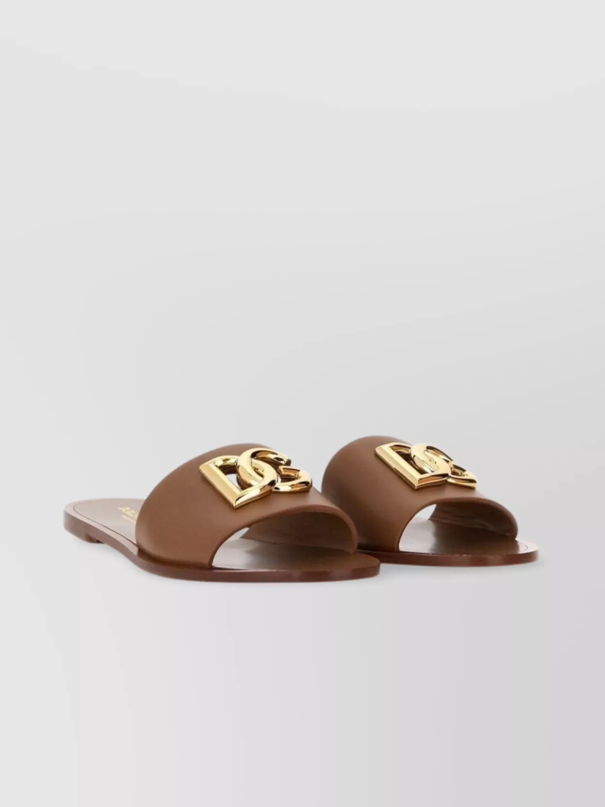 Dolce & Gabbana Slide Sandal With Leather And Gold-tone Hardware