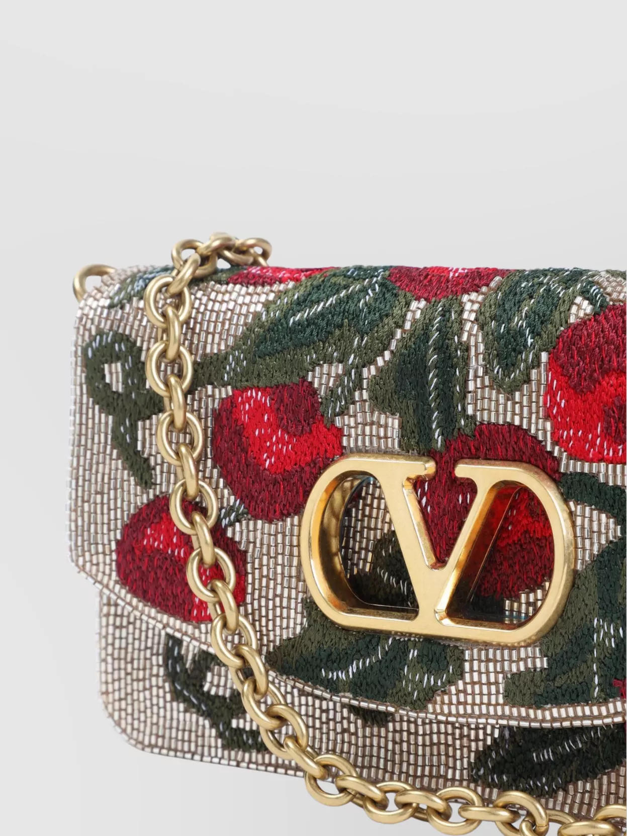 Valentino Embellished Floral Chain Clutch Bag