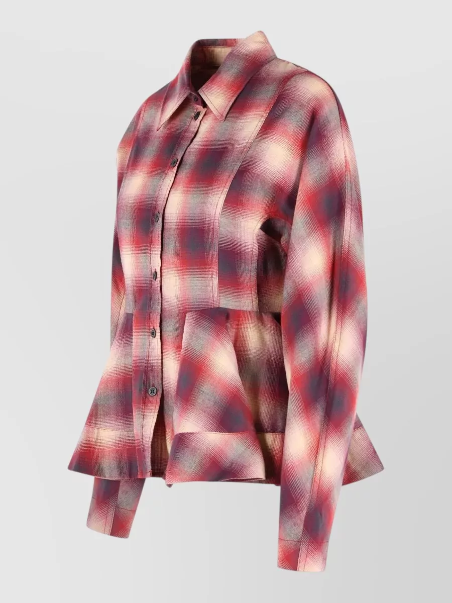 Ganni Cotton Flannel Peplum Shirt