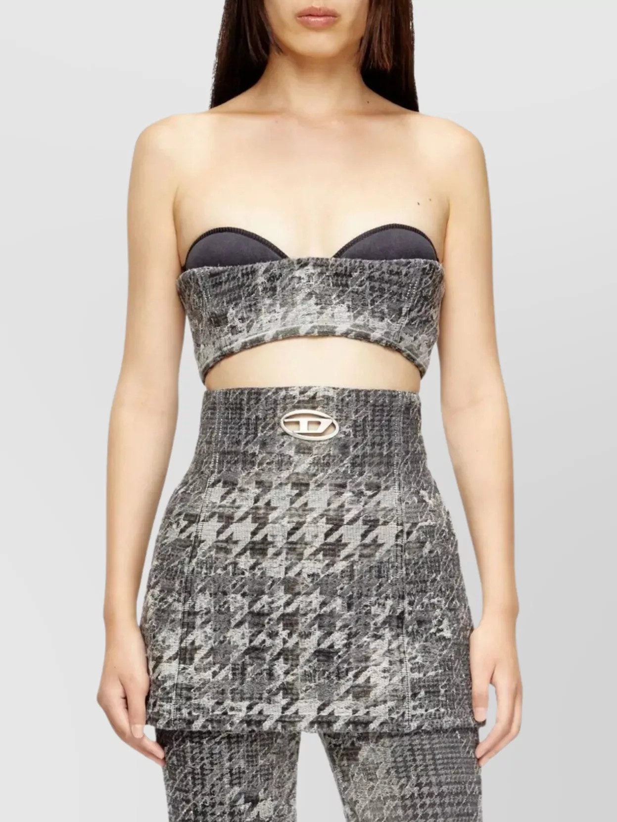 Diesel Houndstooth Denim Corset Top