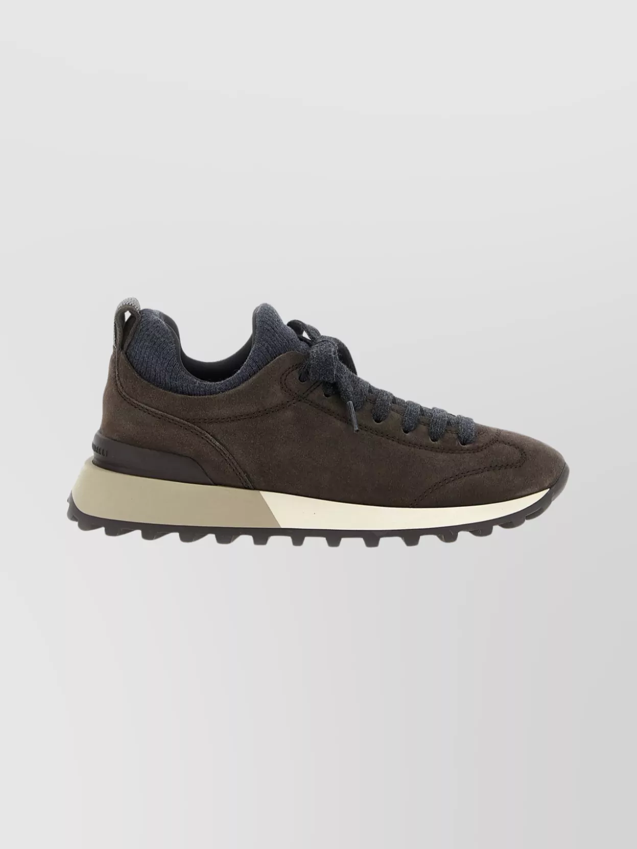 Brunello Cucinelli Suede Finish Sneakers Featuring Contrast Sole In Multi
