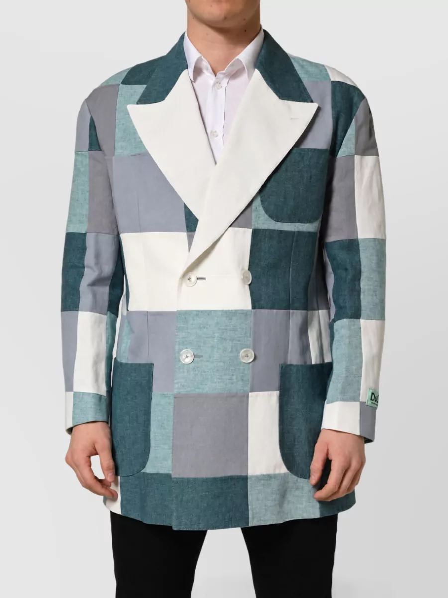 Dolce&Gabbana linen patchwork double breasted jacket