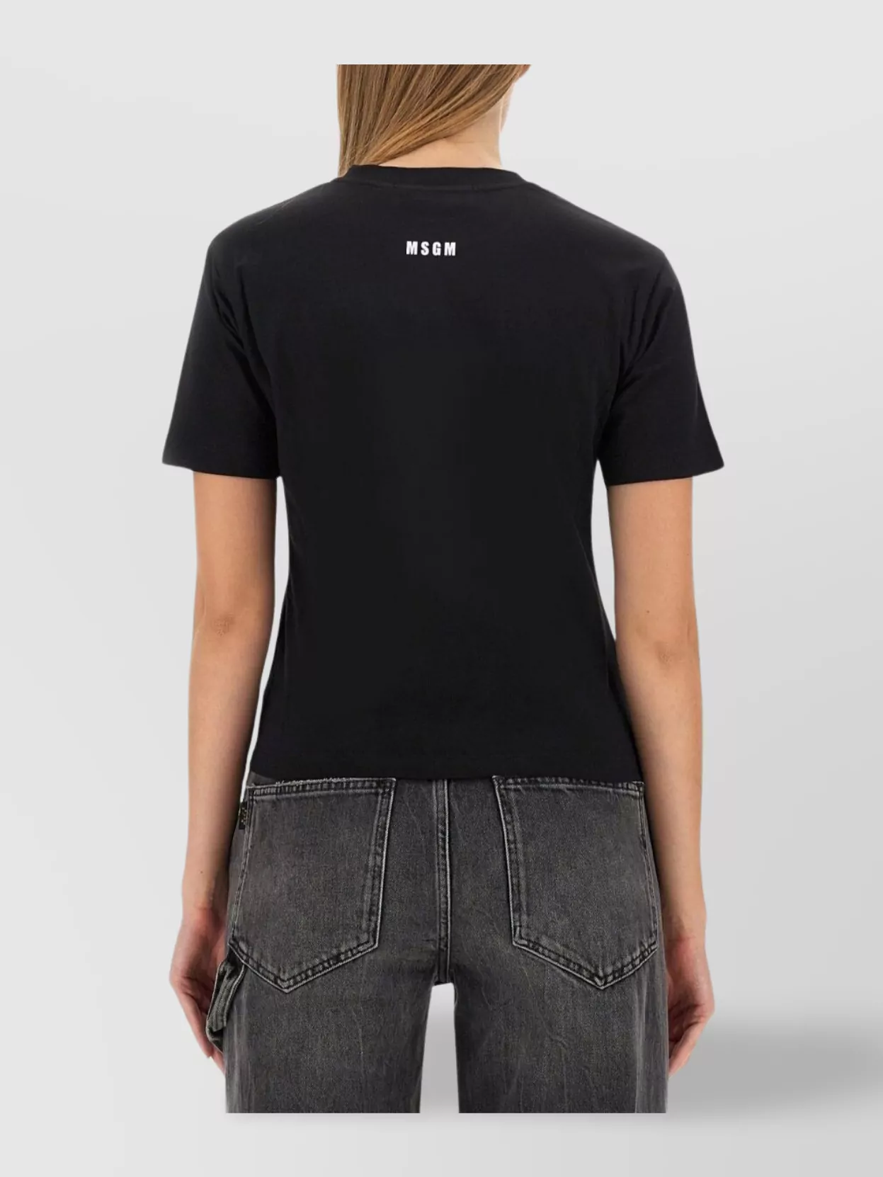 Msgm Logo Crew Neck Cropped T-Shirt