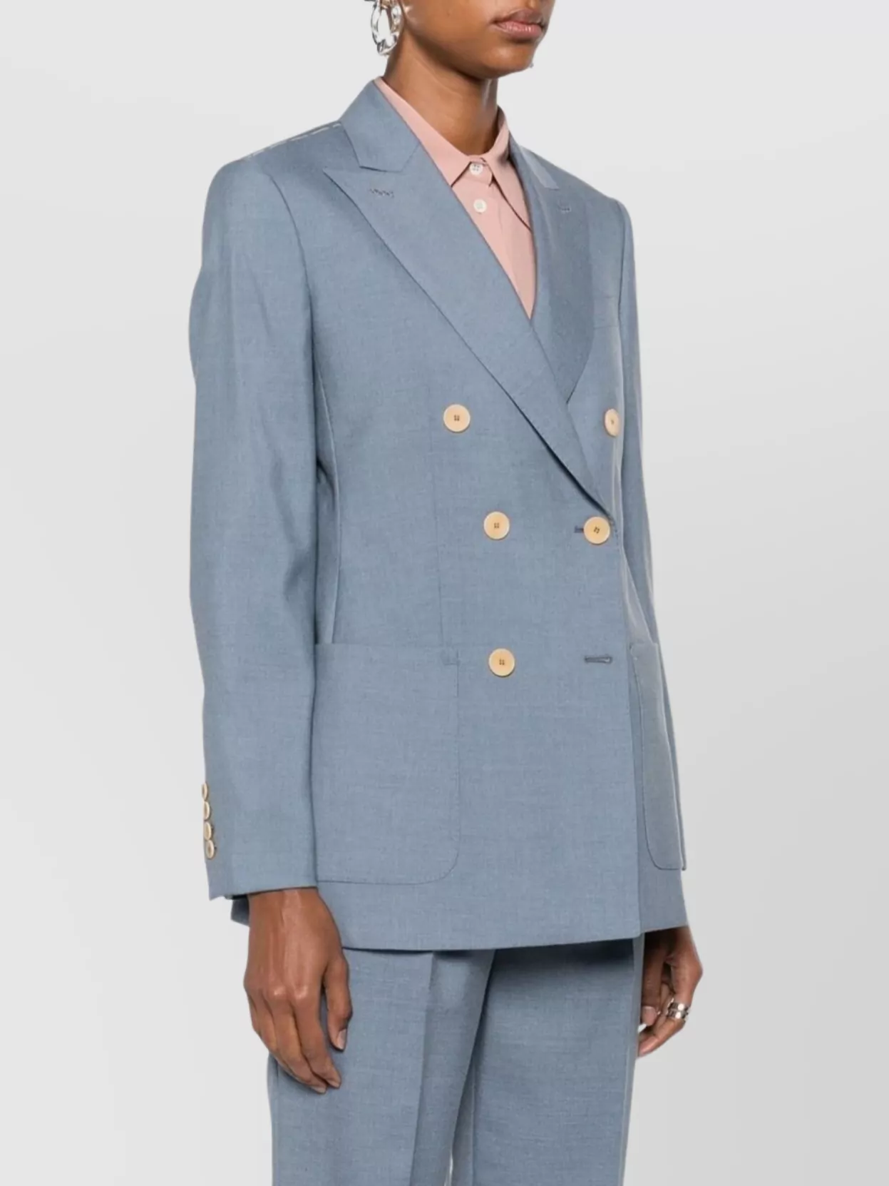 Max Mara Double-breasted Blazer With Button Detailing In Blue