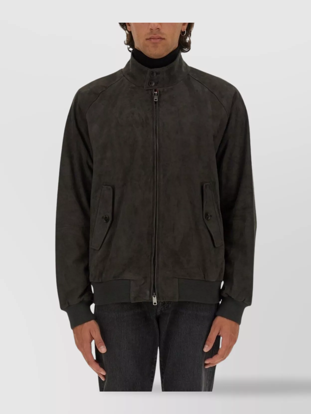 Baracuta Jacket With Buttoned Pockets And High Collar
