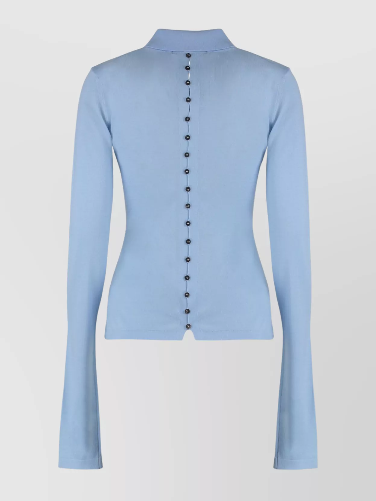 Jacquemus Fitted Long Sleeve Knit Shirt In Blue