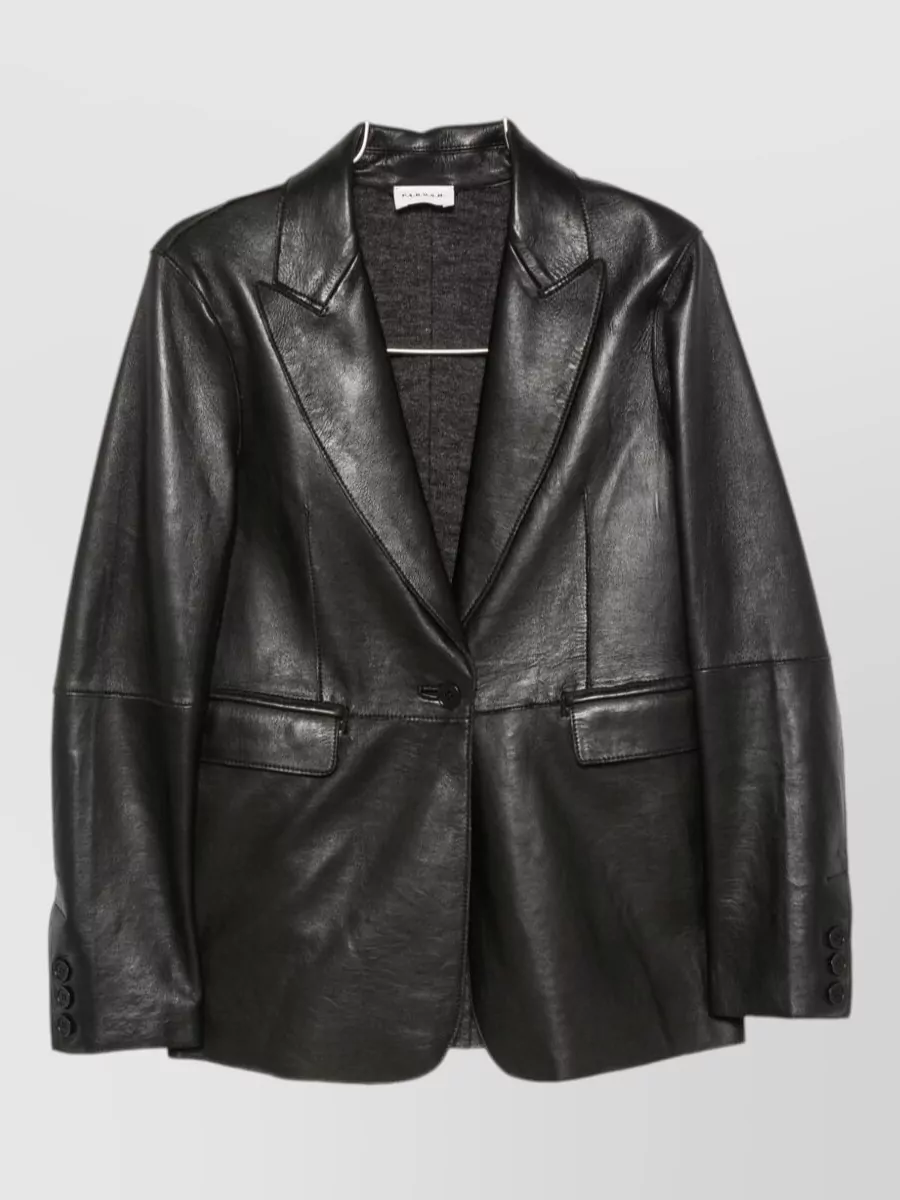 Parosh leather single-breasted coat