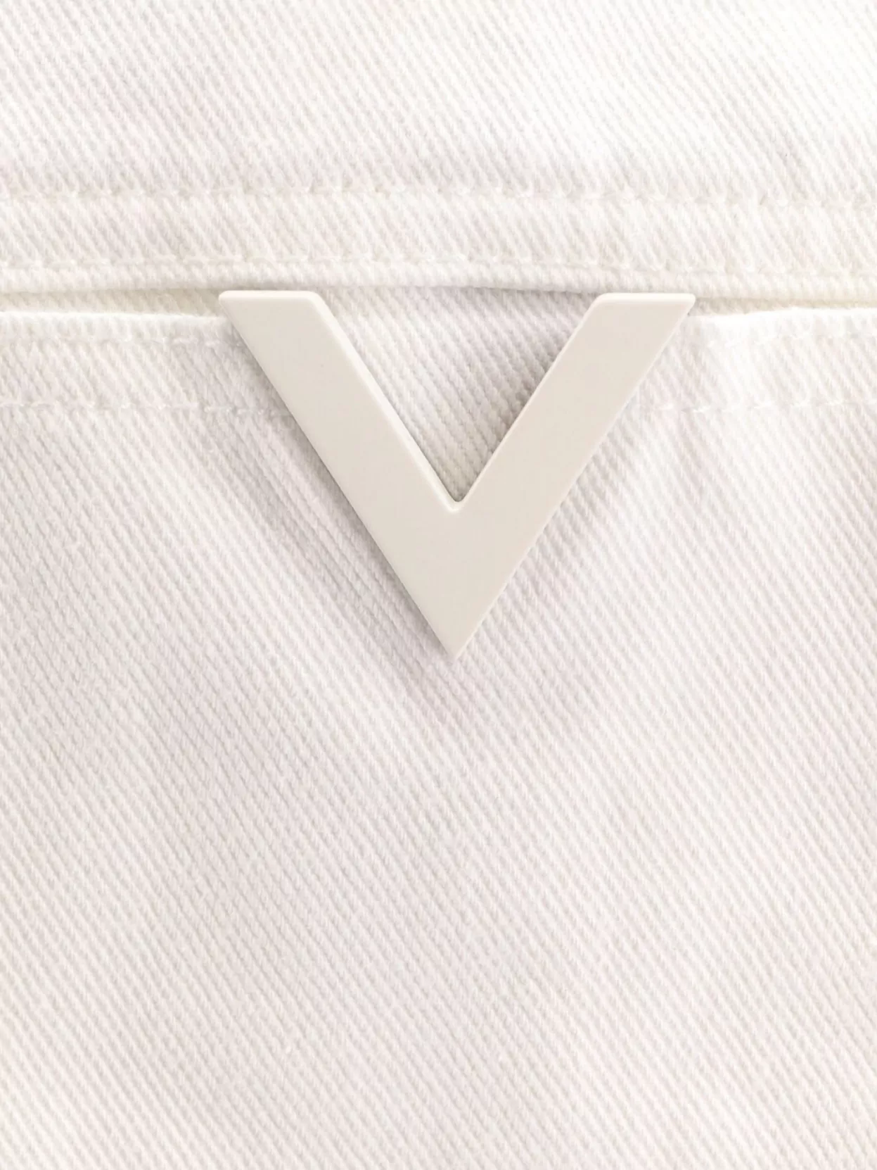 Valentino Pointed Collar Denim Jacket With Metal Vlogo Detail