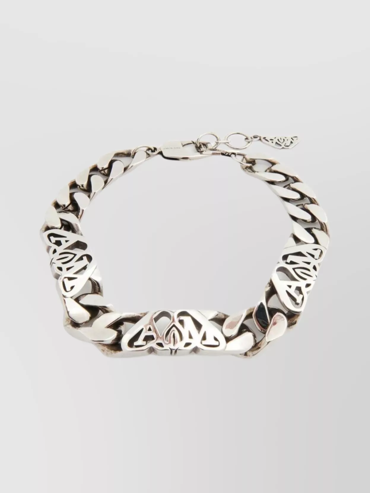 Shop Alexander Mcqueen Engraved Logo Chain Bracelet In White