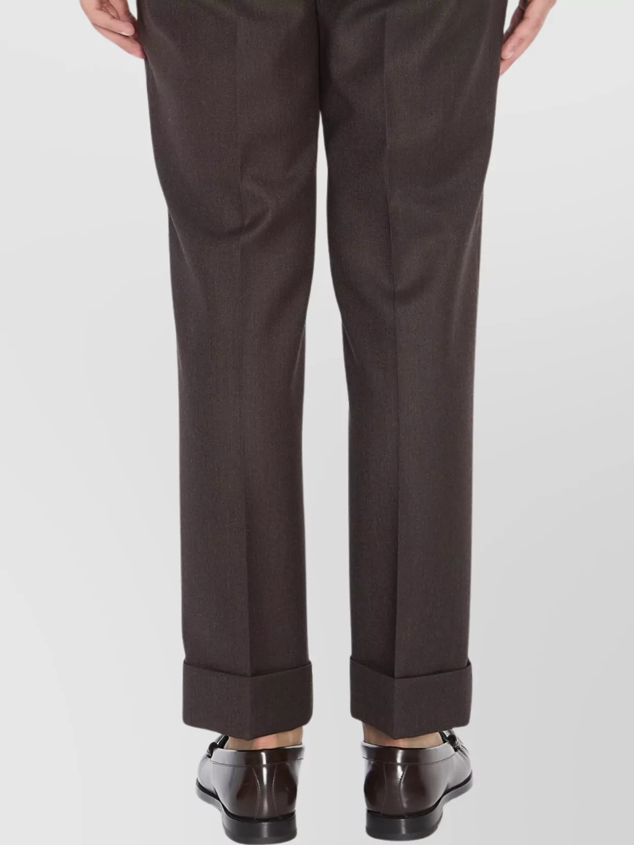 Burberry Tailored Wool Trousers Cuffed Hem In Brown
