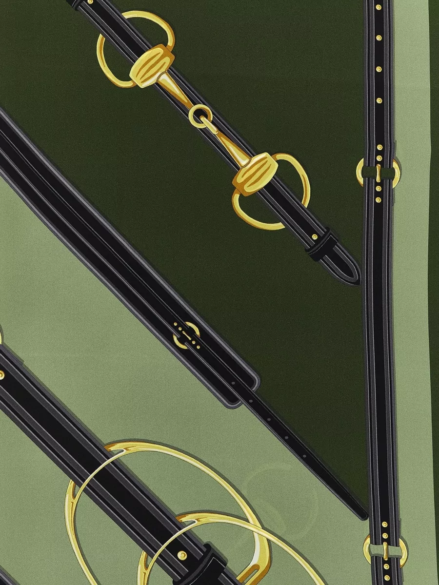 Gucci Silk Square Scarf Belt Print Design