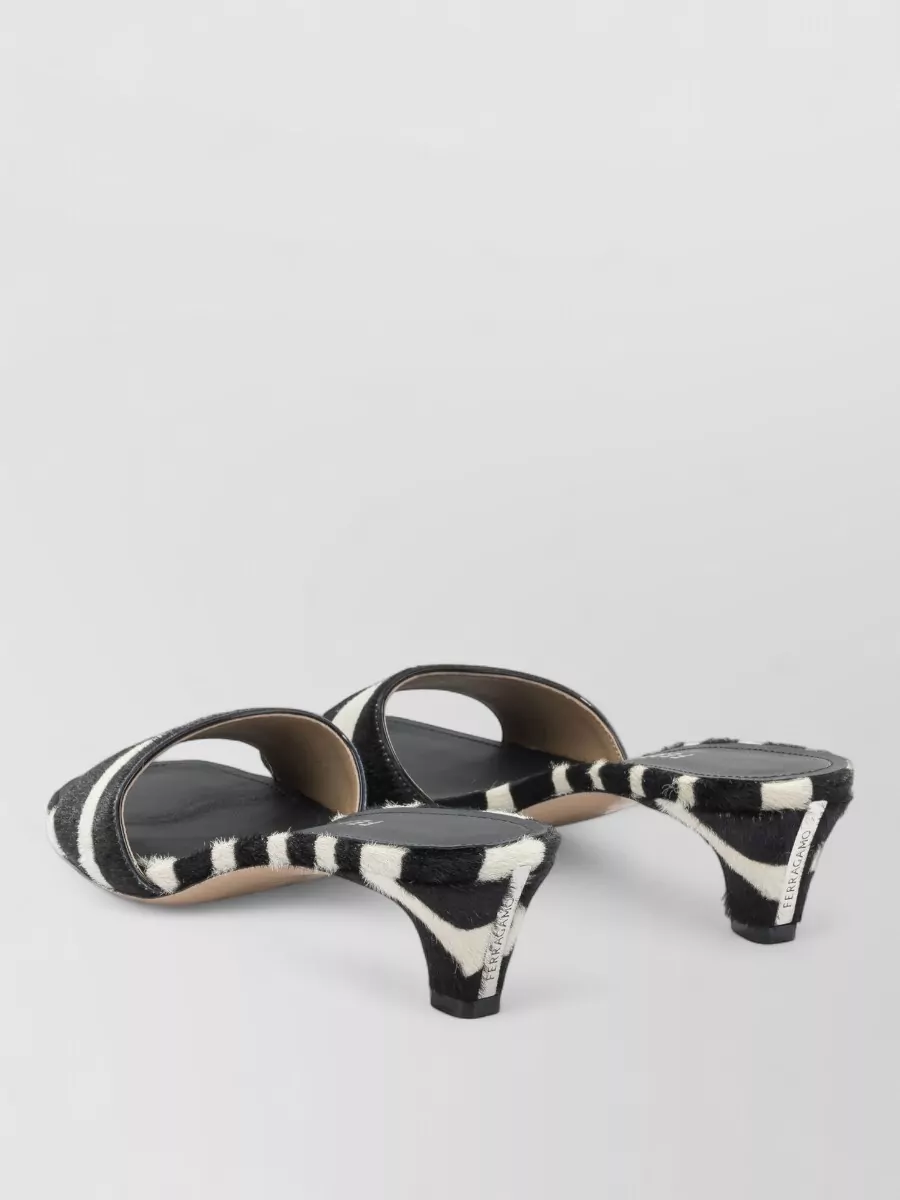 Ferragamo Sandals Open Toe Textured Finish Zebra Pattern In Multi