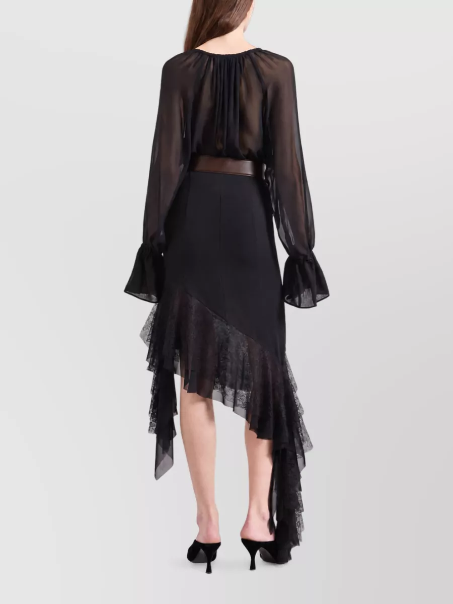Nina Ricci Silk Long-Sleeve Midi Dress