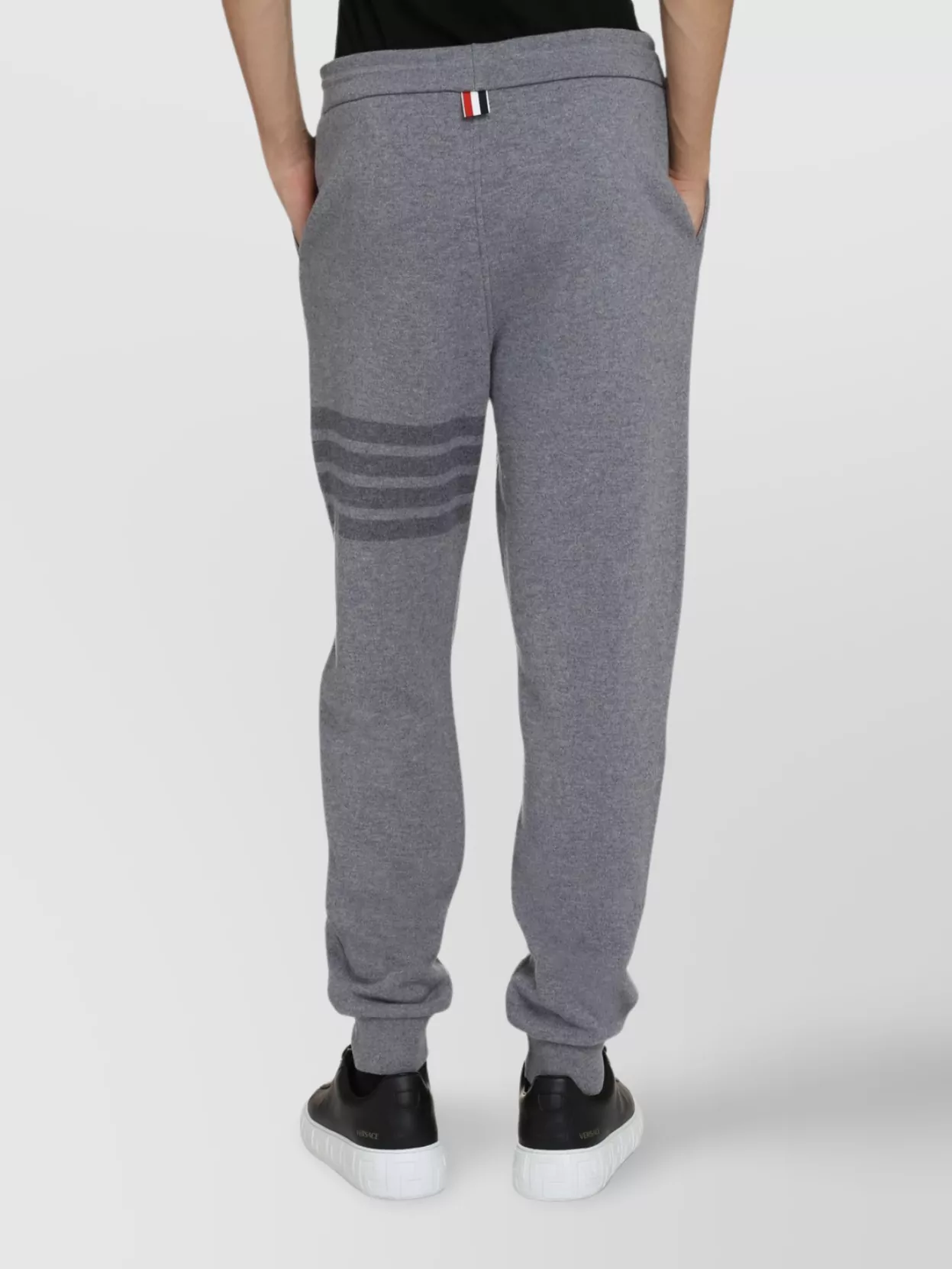 Thom Browne Track Pants Wool Drawstring Waist In Gray