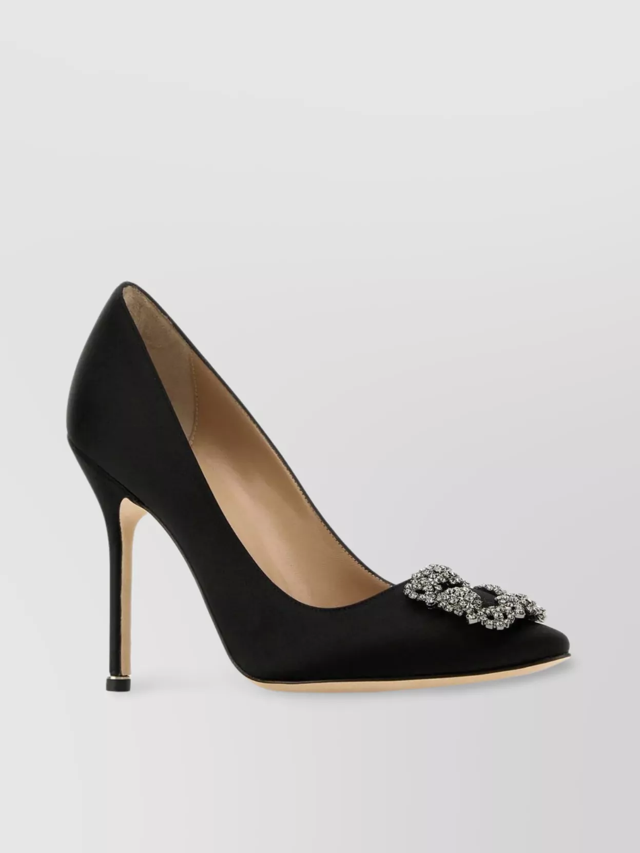 Manolo Blahnik Hangisi 115mm Satin Crystal-toe Pump In Black