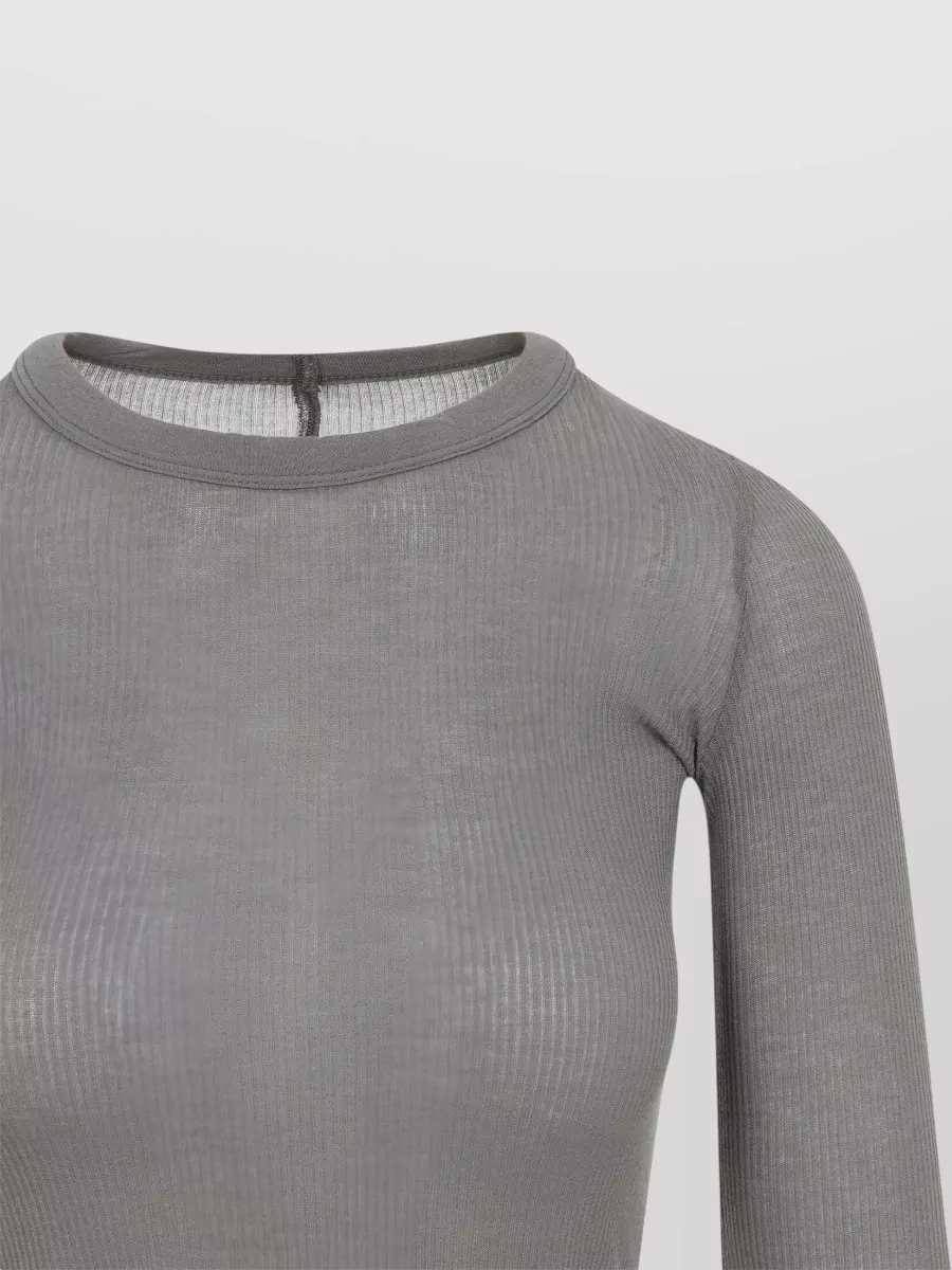 Rick Owens Cropped Rib Long Sleeve Slim Top