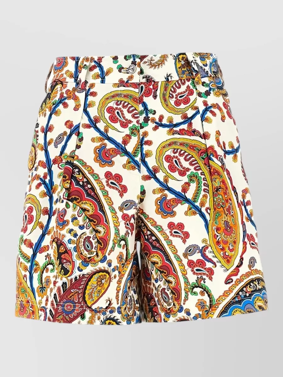Etro floral-print pleated tailored shorts