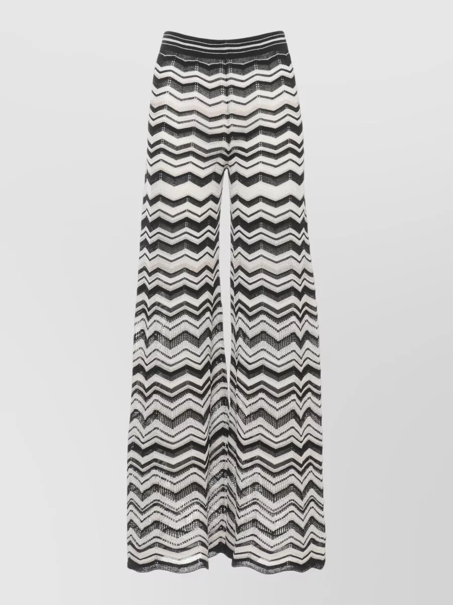 D.exterior geometric lurex wide-leg trousers