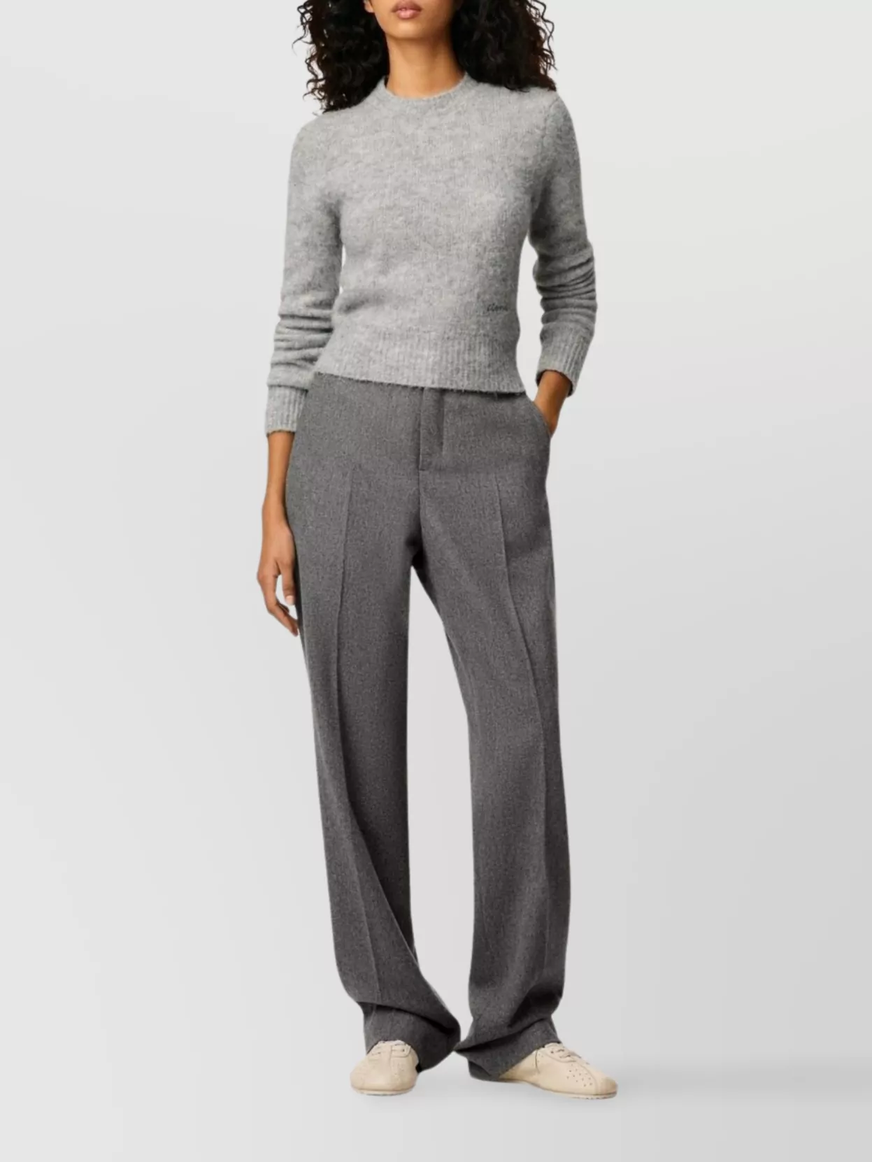 Ami Paris Tailored Wool Trousers Featuring Pleated Front